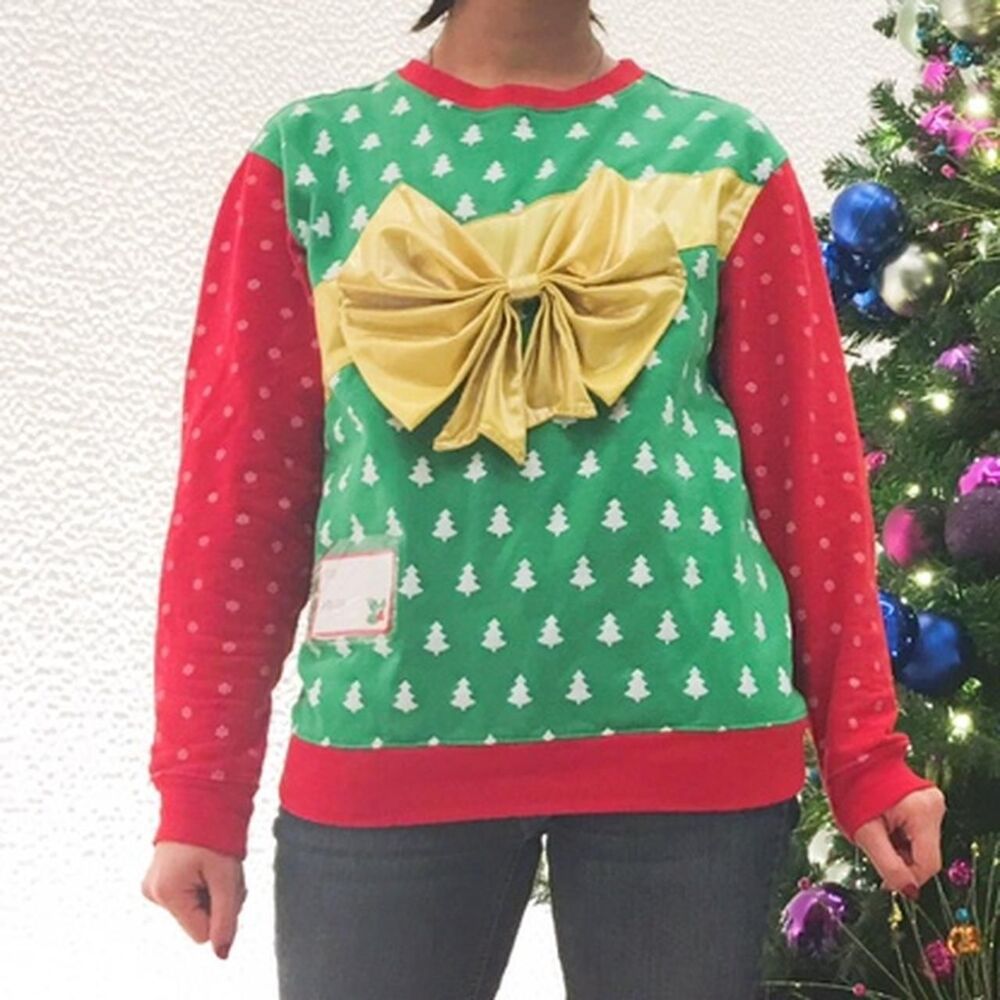 Women's Red and Green Jumper